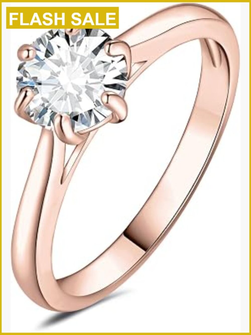0.5ct Round Moissanite Solitaire Engagement Ring 14K Gold Plated 925 Silver